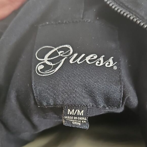 Guess Black Utility Jacket with Collared Neckline & Hoodie - Picture 2 of 16